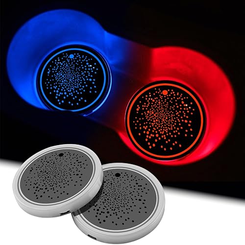 2 luces LED para portavasos de automóvil, 7 colores iluminados, accesorios de iluminación interior recargables por USB para decoración de auto,