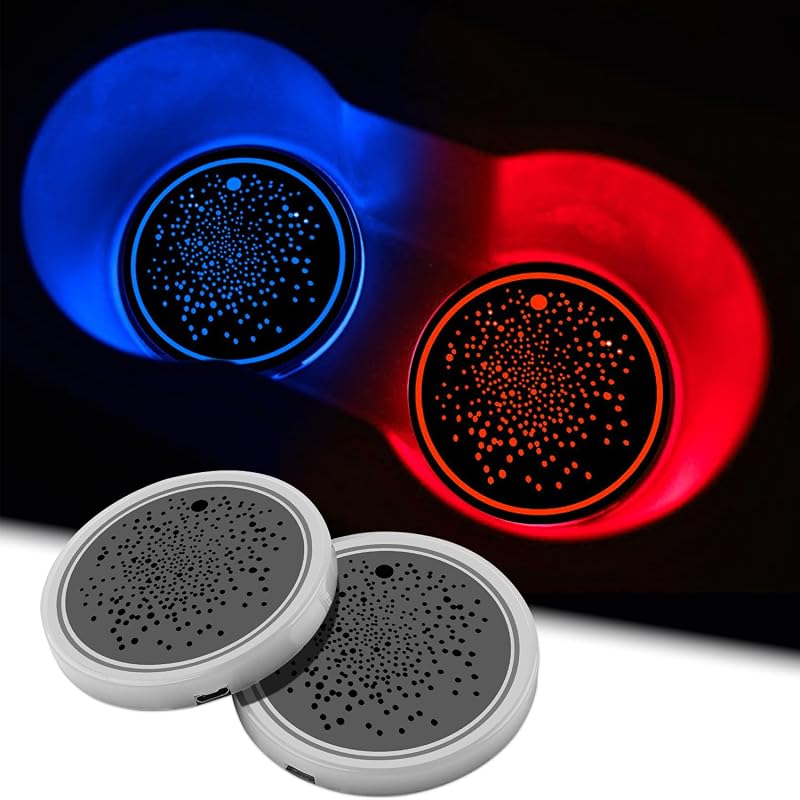 Kit com 2 Luzes LED para Porta-Copos Automotivo JINRUITOP, Recarregáveis por USB, 7 Cores e 3 Modos SBD - Star