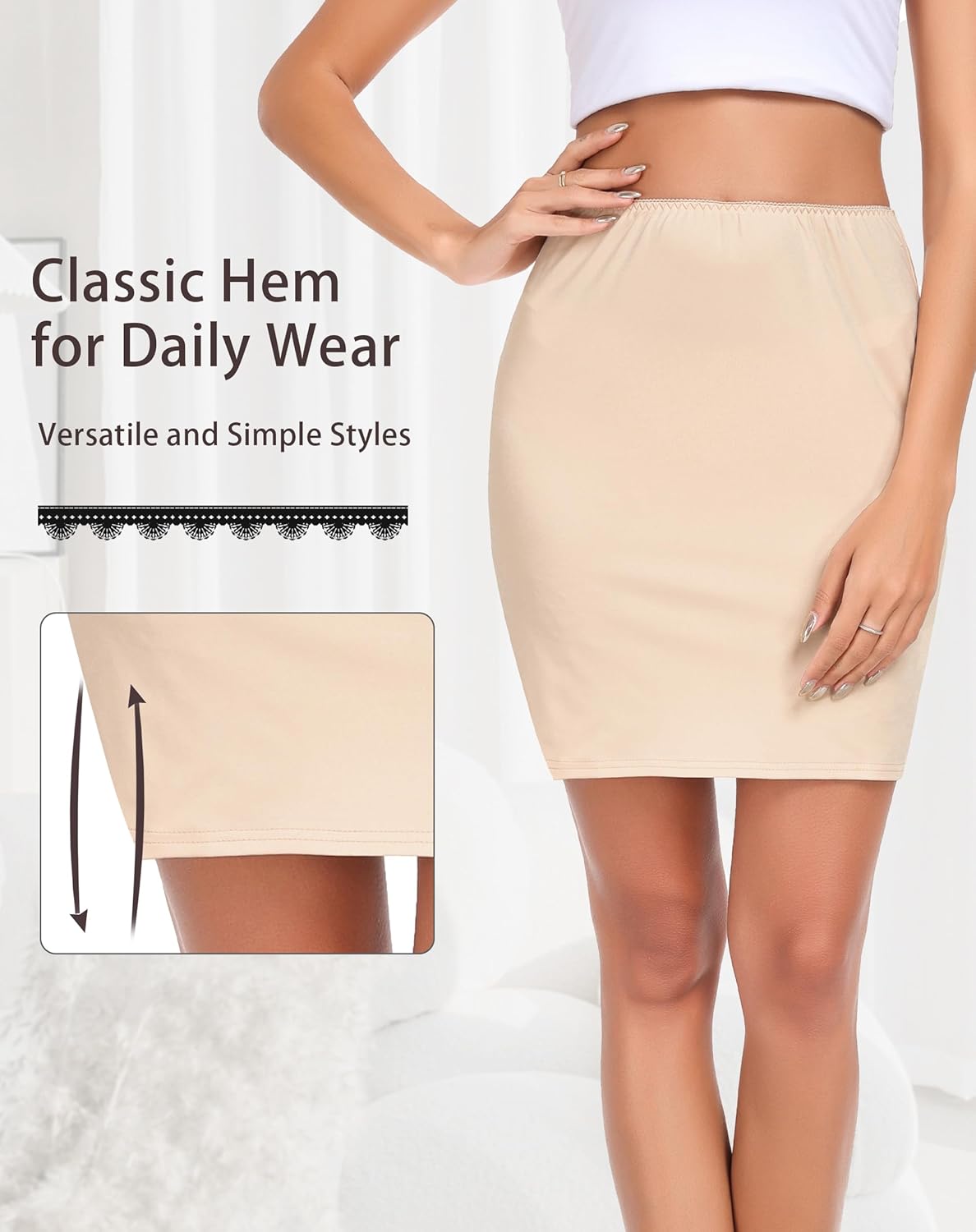 Vlazom Women's Half Slip for Under Dress Short Petticoat Above Knee Under Slips for Women Under Dresses Size S-XXL - Image 4