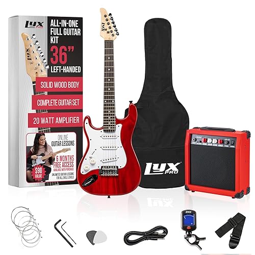 LyxPro Left Hand 36 Inch Electric Guitar and Kit for