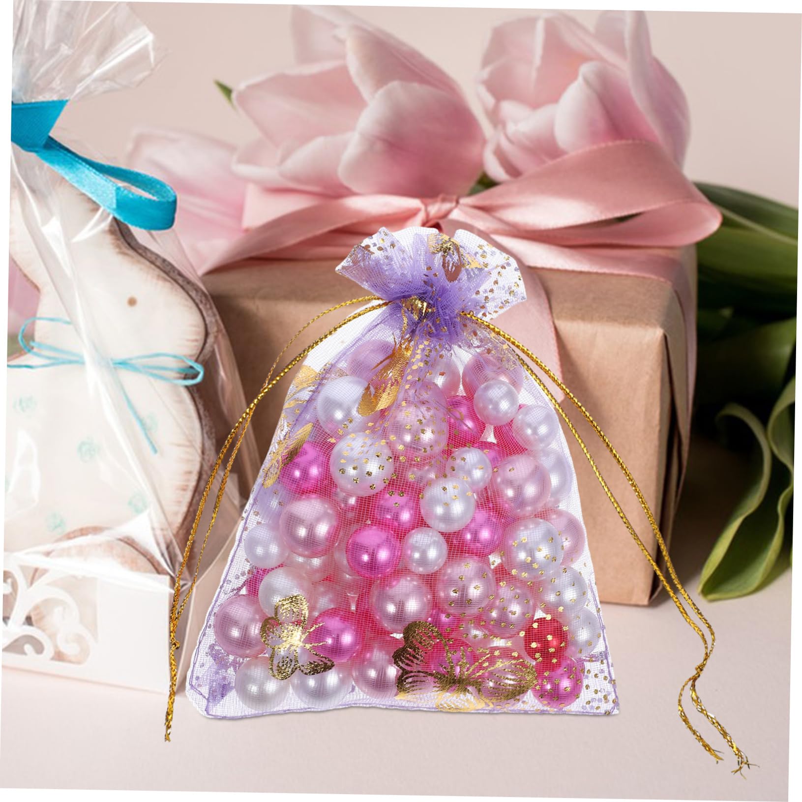 Ipetboom 4 Set Sacchetto In Organza Mini Sacchetti Con Coulisse Sacchetti Per Caramelle Sacchetto Per Dolciumi Mini 100 pezzi * 4