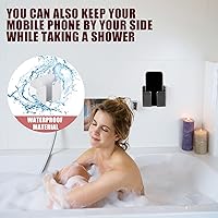 Vista 4 de CEI&BPY 2Pcs Phone Holder Wall Mounted, Phone Stand with Self Adhesive. Phone Holder for RV Charging.Compatible with iPhone and Android (2Pack-Black)