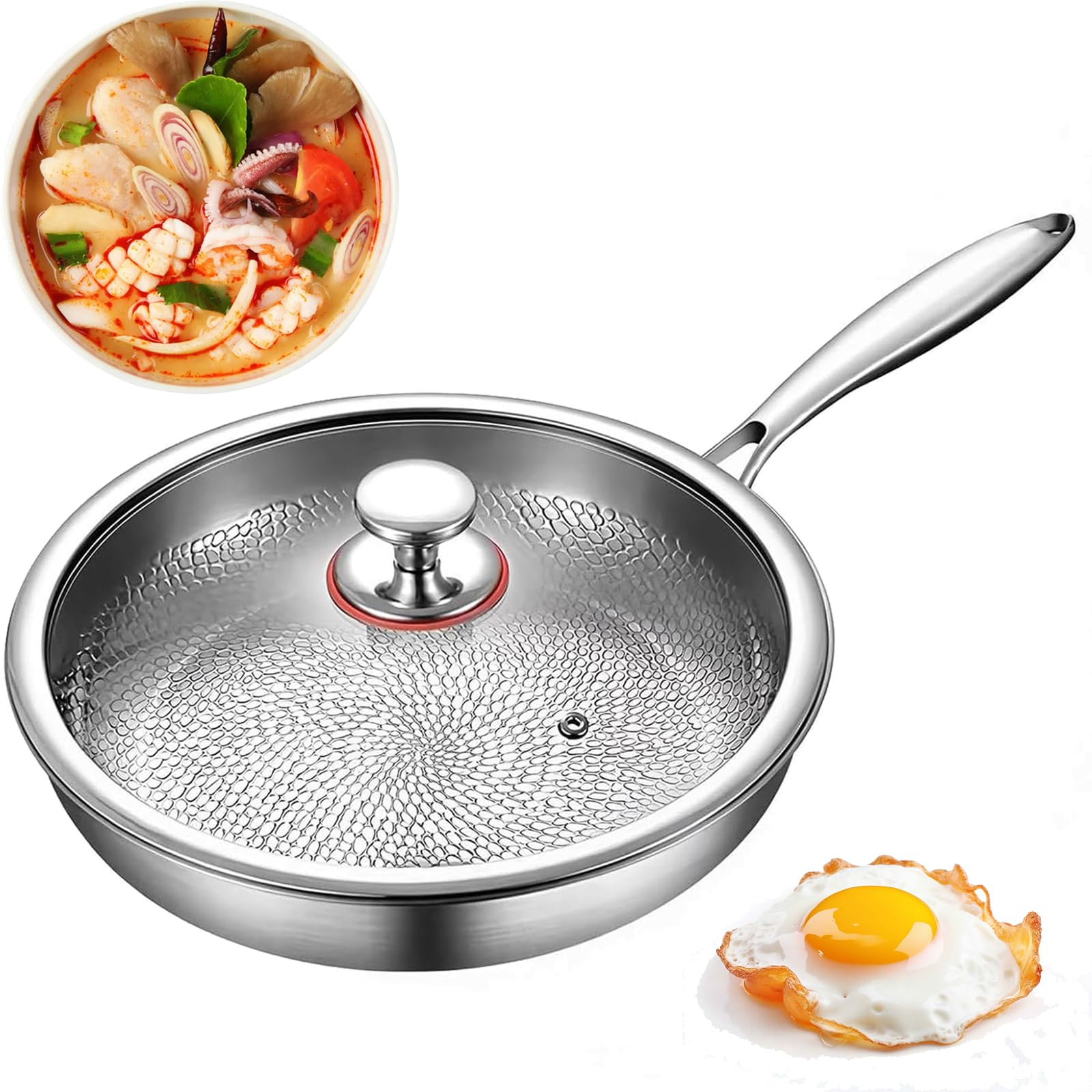 Poêle en titane 28 cm compatible induction avec manche isolant