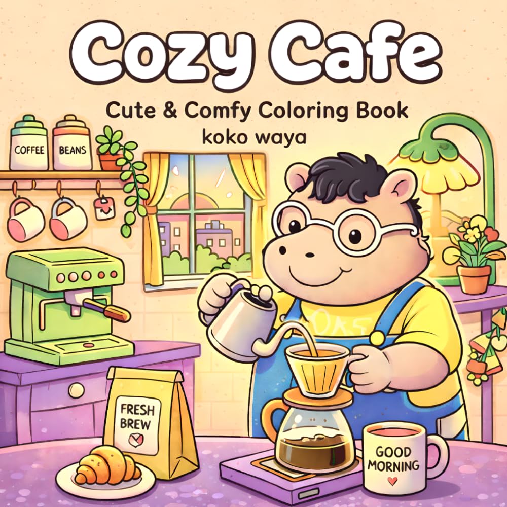 Cozy Cafe Coloring Book: Cute & Relaxing Coffee Shop Scenes for Stress Relief: Adorable Coffee Shop Moments with Koko & Waya | Relaxing, Fun & Easy ... and Creativity (Cozy Days with Koko & Waya)