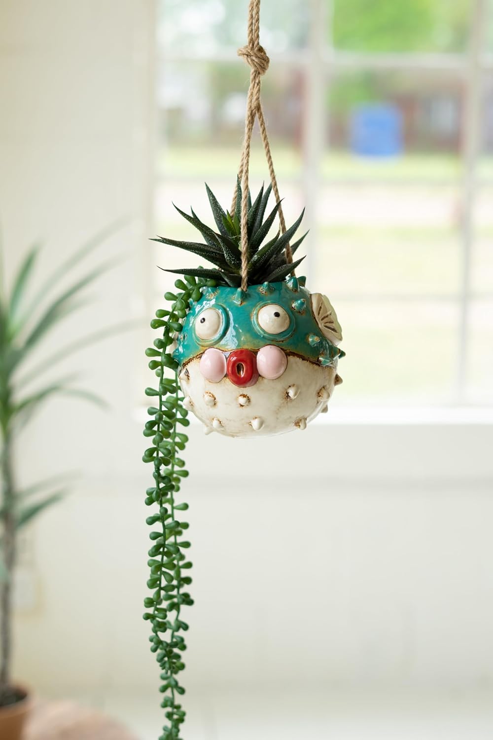 KALALOU CDV2246 Ceramic Hanging Blowfish Planter