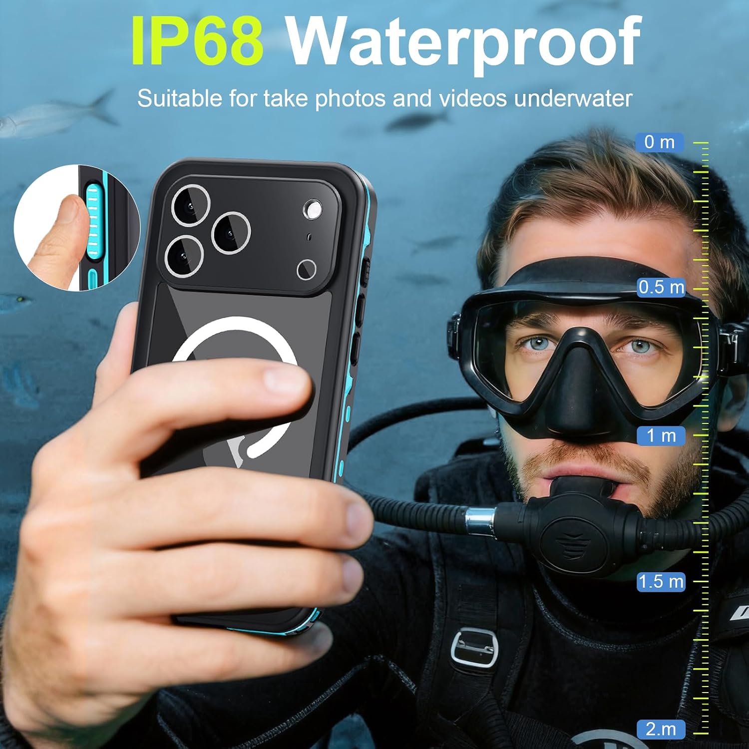 Beasyjoy for iPhone 17 Pro Max Case Waterproof, Built-in Screen Protector & Full Body Protection, Heavy Duty Rugged Military Shockproof Dustproof Case for Outdoor, Compatible with MagSafe, 6.9" Blue