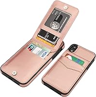 Vista 11 de KIHUWEY Funda compatible con iPhone XR con soporte para tarjeta de crédito, cierre magnético de cuero de alta calidad, resistente funda protectora