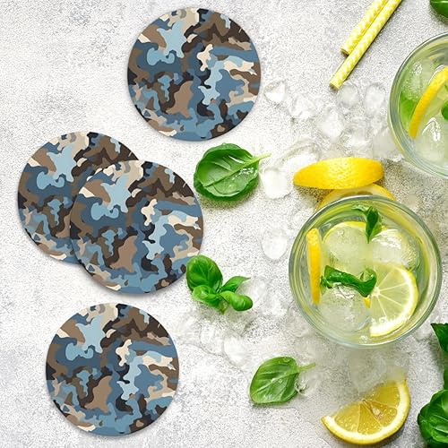 Miniatura 7 de Coasters for Drinks,Fashionable Camouflage Absorbent Cork Coasters Military Print Set Coasters Reusable Coasters for Home Office Coffee Bar