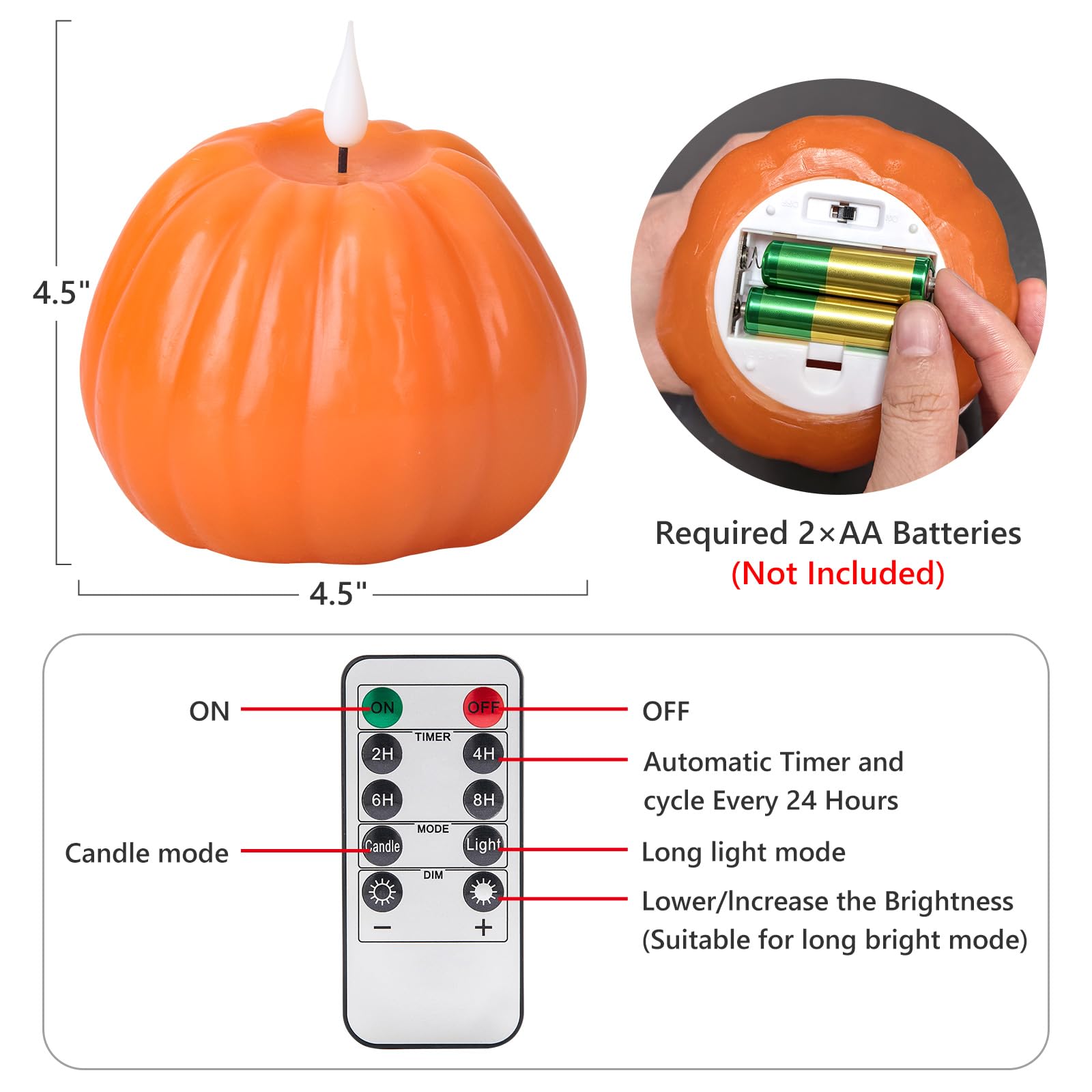 Confezione da 1 candela a forma di zucca senza fiamma, candela a batteria, candela in vera cera, candela LED tremolante, decorazione per la casa, Halloween, Ringraziamento e autunno candela