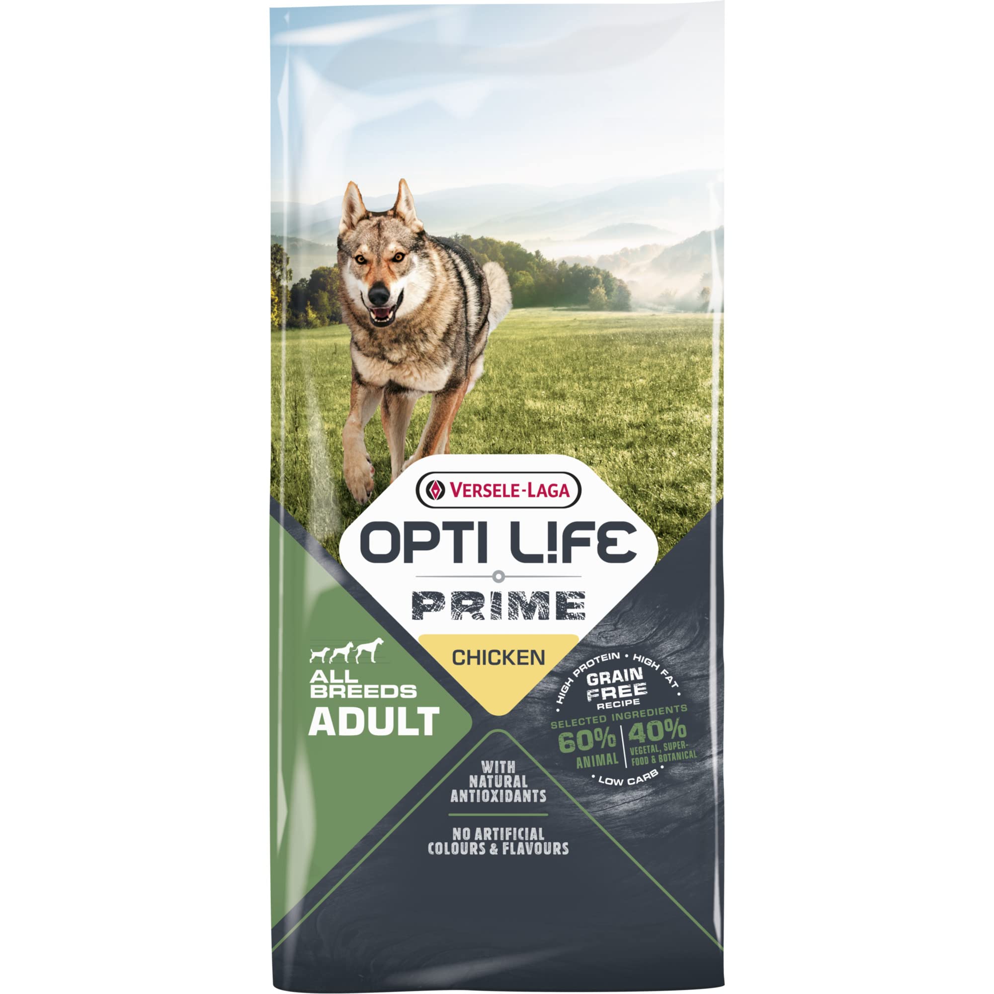 VERSELE-LAGA - Opti Life Prime Adult Chicken - Poulet - Croquettes pour Chiens Toutes Races - sans Céréales - 12,5kg