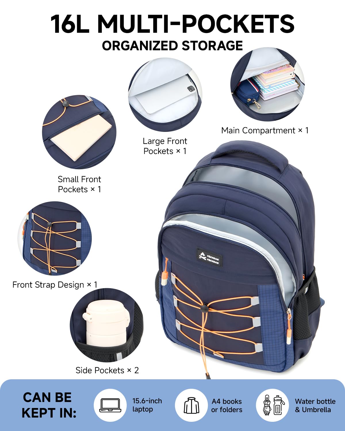 Amythe Zaino Outdoor Unisex Escursione Viaggio | Zaino Trekking Adolescente 21L Leggero Impermeabile Cintura Rimovibile Campeggio