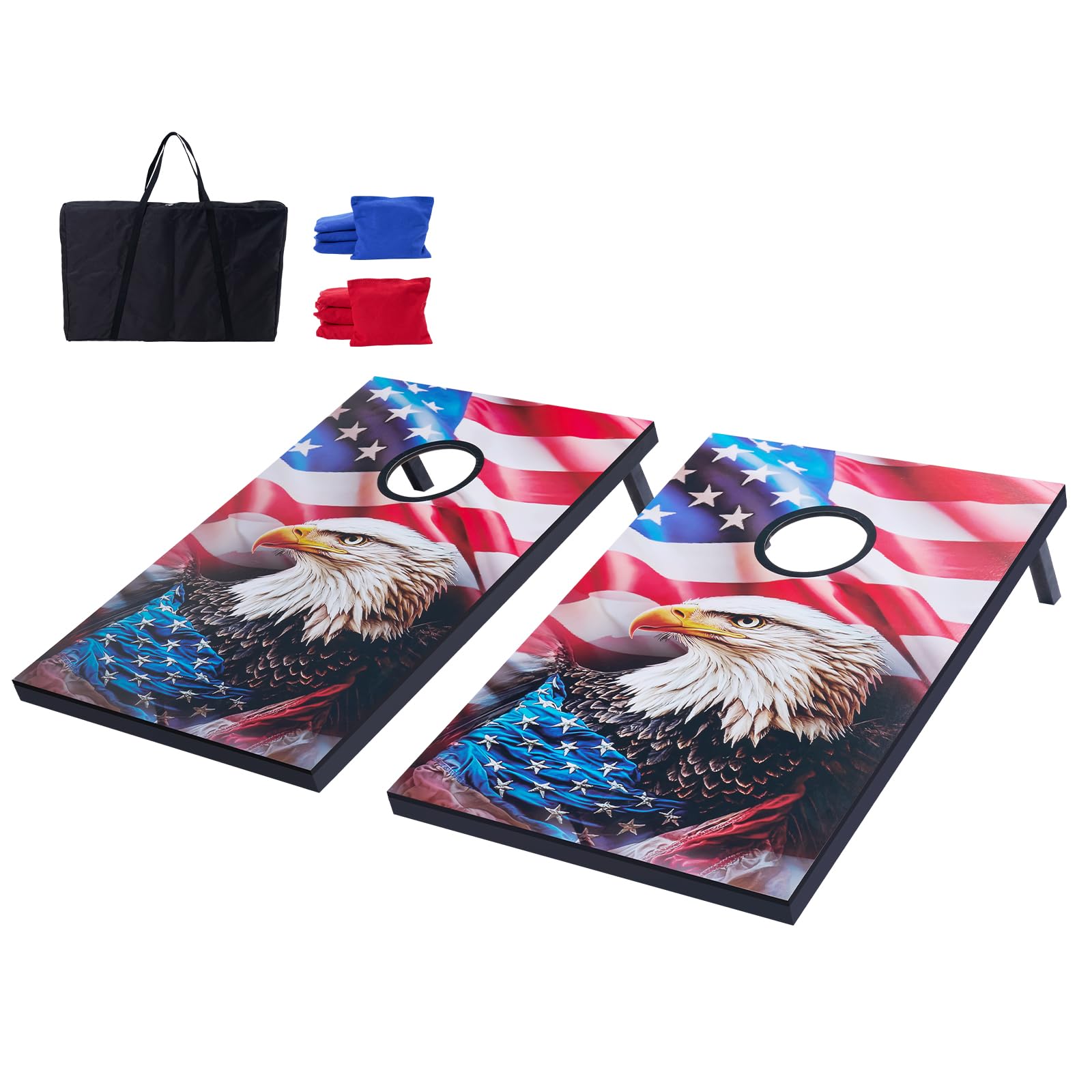 Jeu De Cornhole Extérieur - 2 Planches 0,9x0,6 M - Aluminium Et Acier - Pliable Avec Poignées - 8 Poches Incluses - Pour Jardin, Plage, Camping