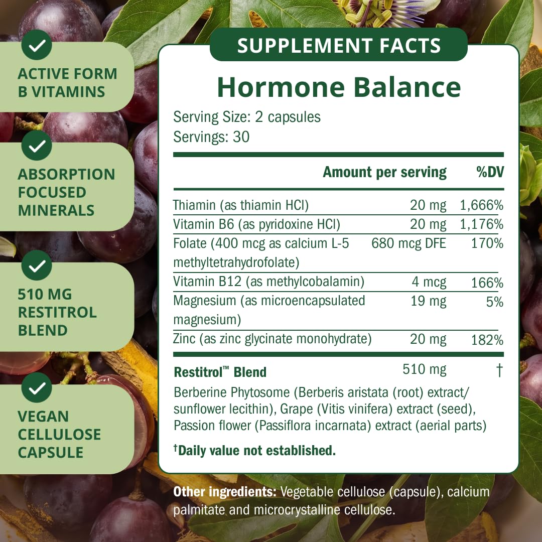 Semaine Hormone Balance for Women - Womens Hormone Balance Supplement & Premenopausal Supplements for Women - Methylated Folate, B Vitamins, Magnesium, Zinc, Berberine Phytosome & Grapeseed - 60 count — Amazon image 7