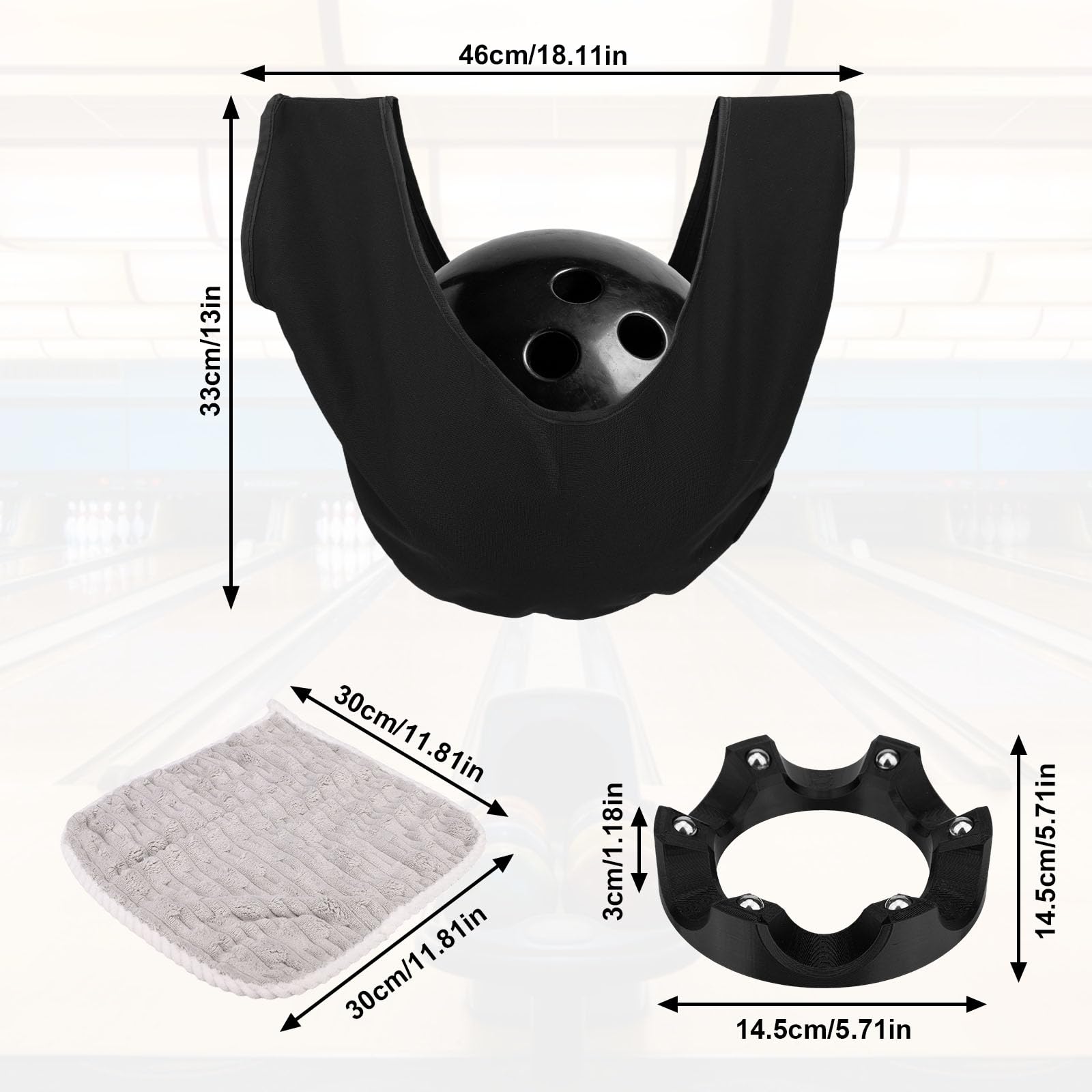 Sinbana Supporto Girevole Bocce Bowling, Portaboccia a Rotazione Fluida 360 Gradi con Panno e Sacchetto Lucidatura Supporto Espositivo per Accessorio Sportivo Pratico per Pulizia e Lucidatura - 2