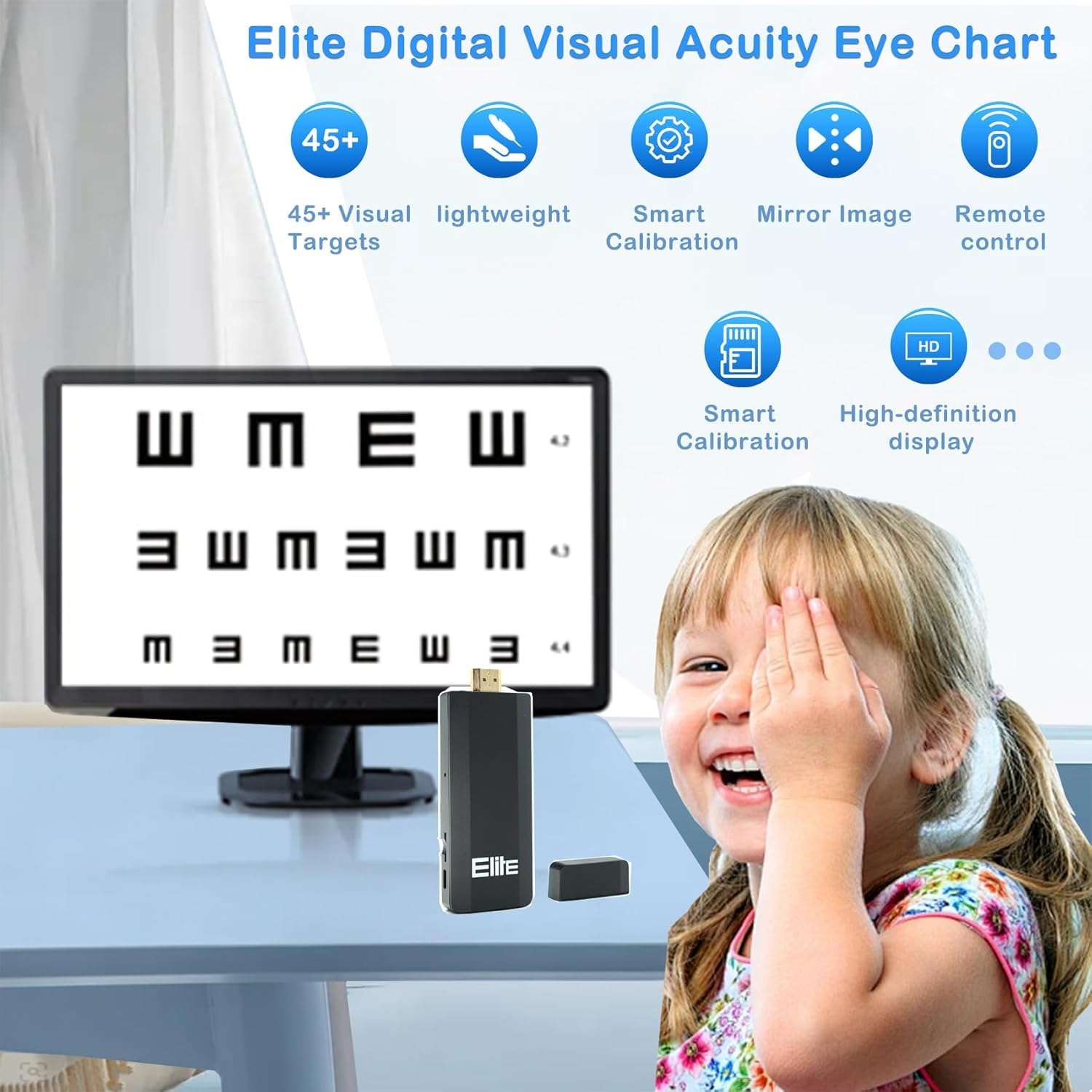 Optical Elite Vision Acuity cyfrowy wykres cele wizualne wykres okulistyczny ze zdalnym wykresem testów oczu używany