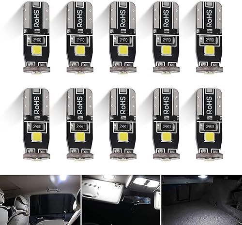 gunhunt 10 luces LED de lectura T10 de alto brillo, 3030 3SMD 12V decodificada luz indicadora lateral de coche, luz de cuña compacta de larga vida