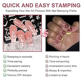 BlueZOO Nail Stamping Plates Set, Moon Star Cross Heart French Line Wave Strips Plants Nail Art Image Stamp Templates Reusable Manicure DIY Printing Tools Home Salon Design Gift, 3PCS,Stainless Steel