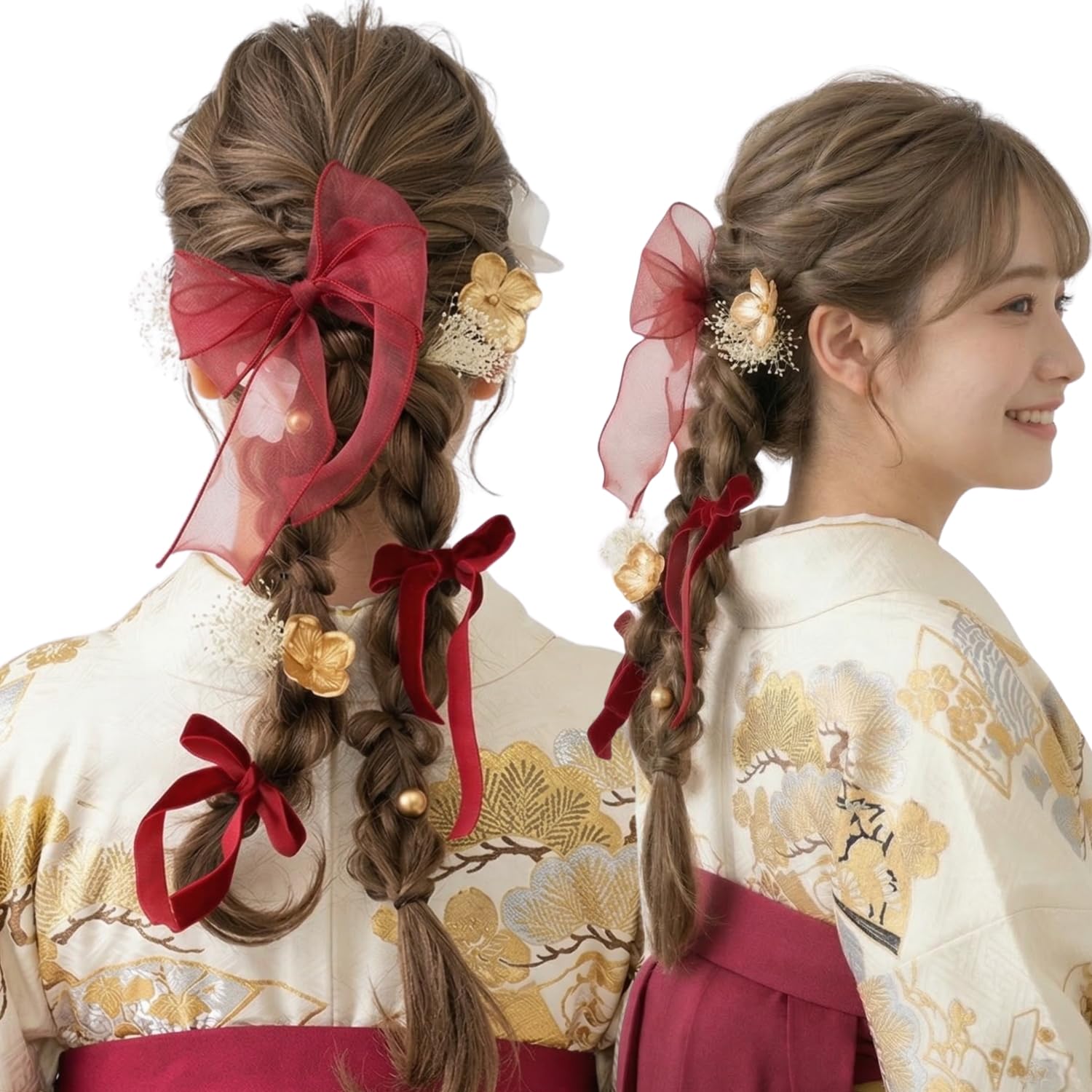 Amazon.co.jp: [LALALA beauty flowers] 髪飾り 成人式 振袖 赤 レッド