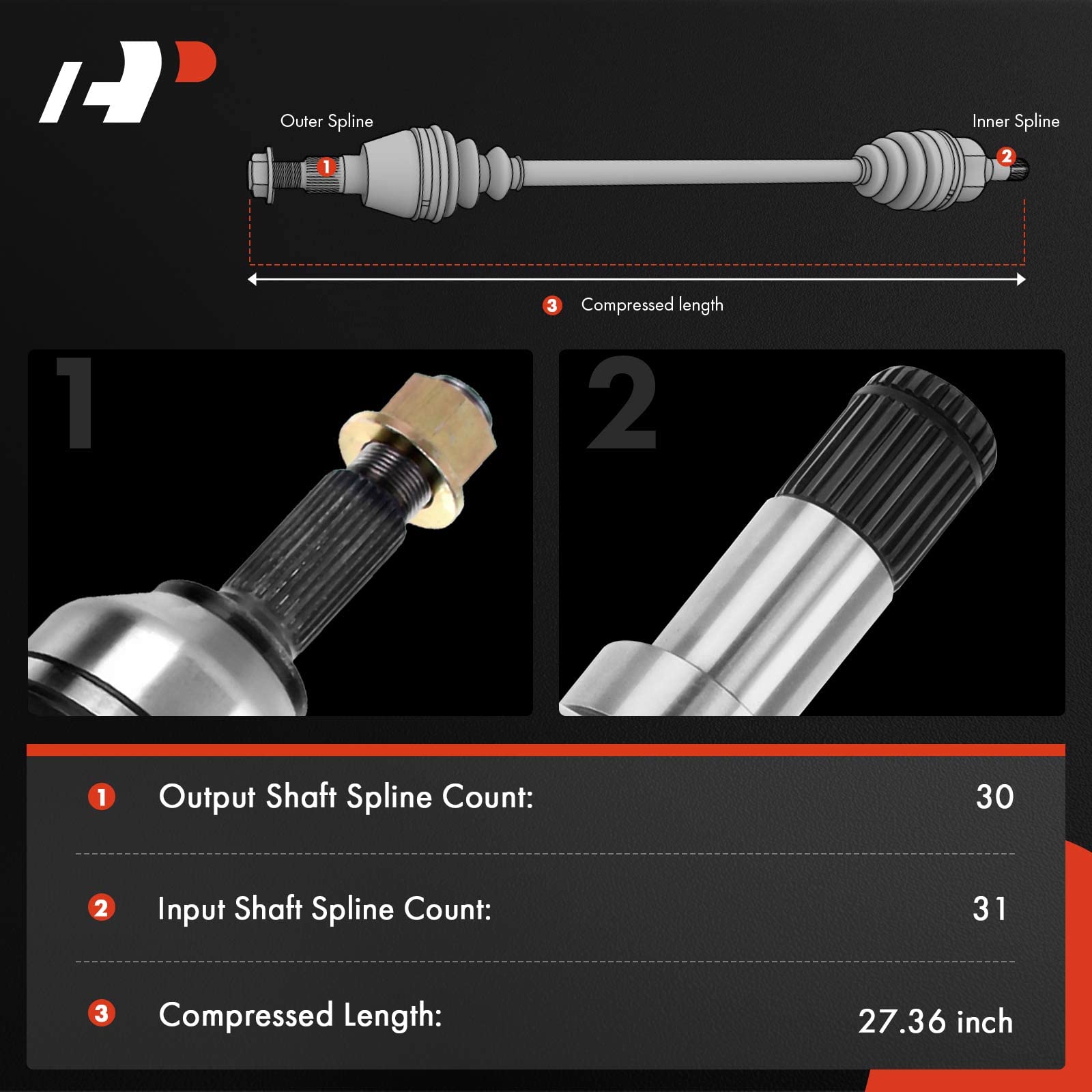 A-Premium CV Axle Shaft Assembly Compatible With Honda Pilot 2016-2020