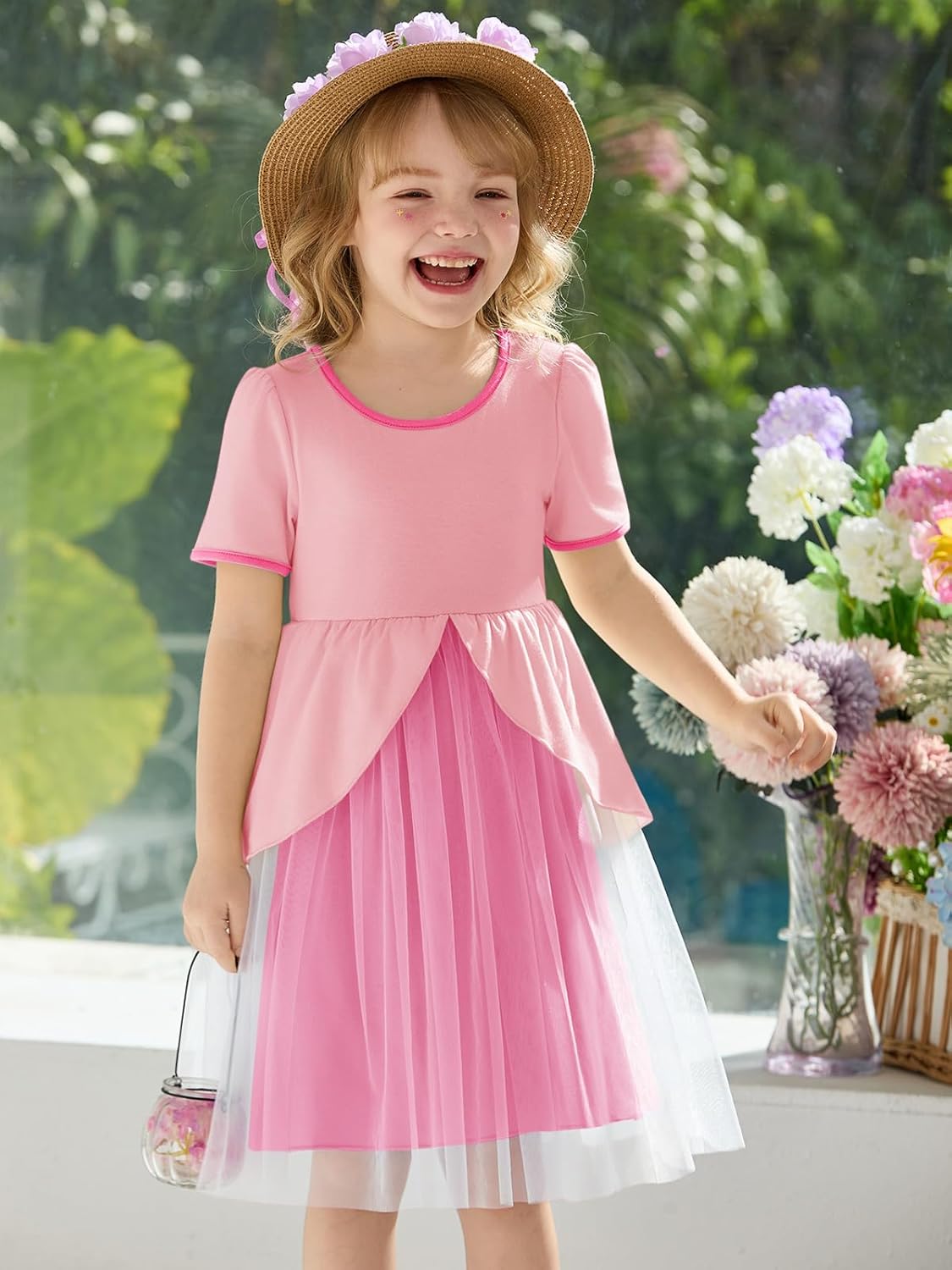 Haloumoning Toddler Baby Girl Tutu Dress Little Kids Cute Short Sleeve Ruffle Party Dresses 9M-8Y - Image 2