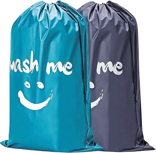 HOMEST 2 Pack XL Wash Me Travel Laundry Bag, Dirty