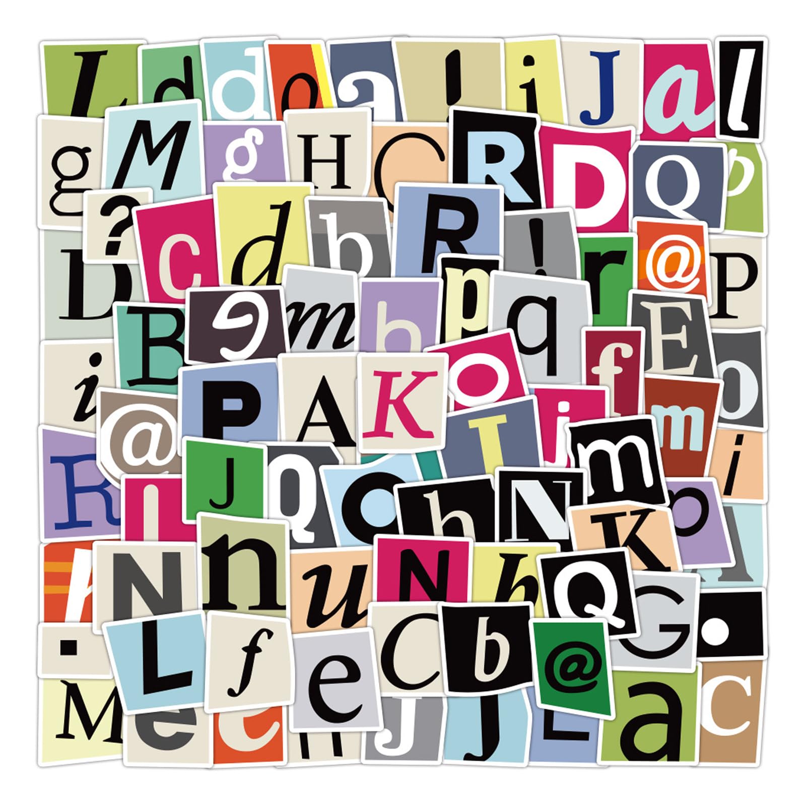 AYNKH 100Pcs Doodle Letter Stickers, Multi Colour Self Adhesive Waterproof Alphabet Stickers, Scrapbook Stickers for DIY, Poster, Mailboxes, Travel Case, Scrap Booking, Laptop