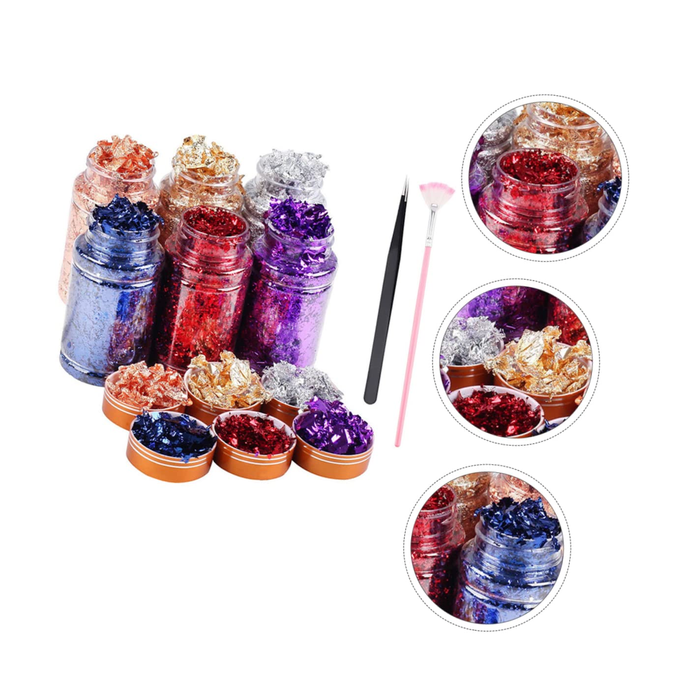 3 Set Lamina D'oro Per Nail Art Paillettes Per Unghie Lamina Glitter Per Unghie Scaglie Di Lamina Per Unghie Pigmento Per Unghie Decalcomanie Per Unghie Foglia D'oro Dipinto