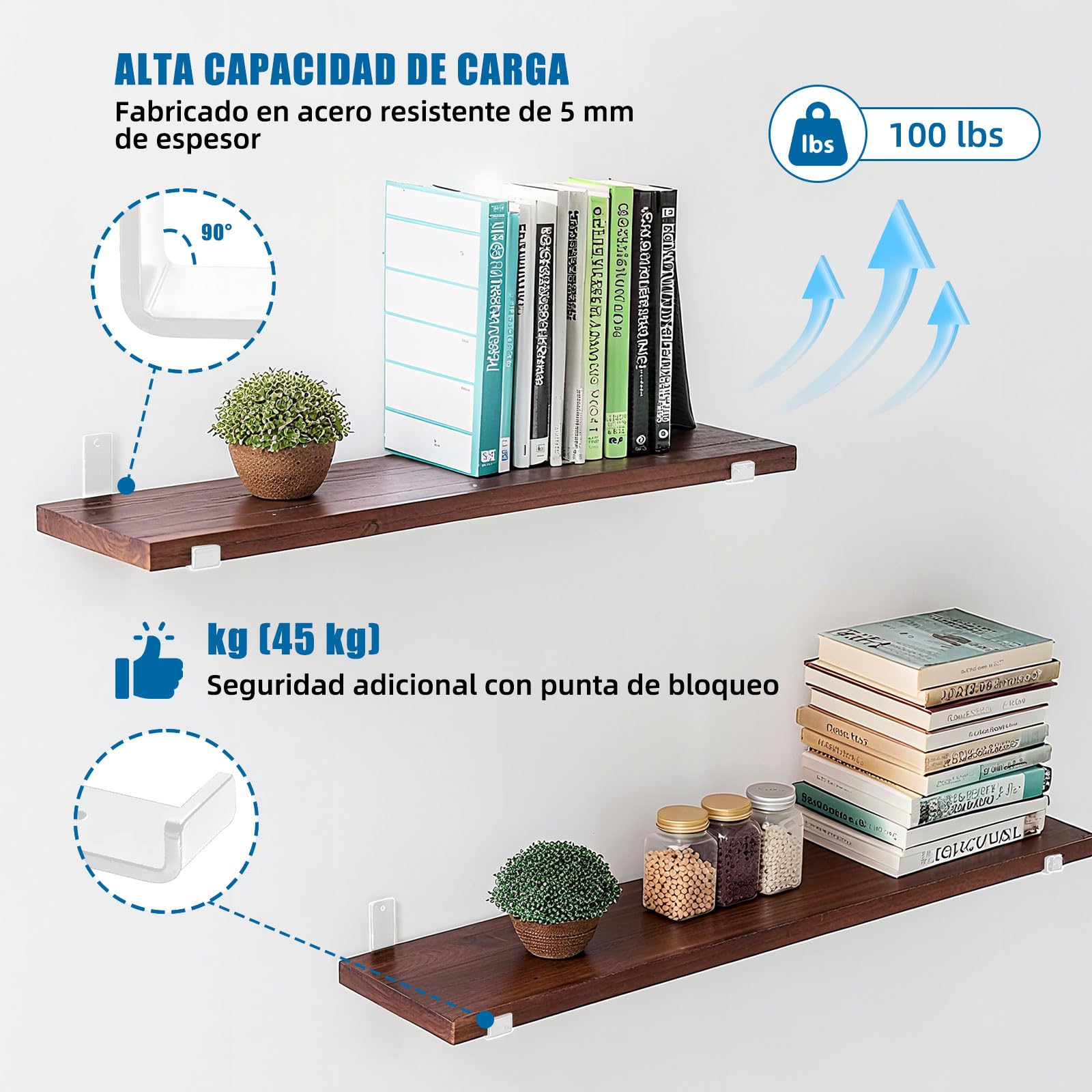 4 Piezas Soporte Estanteria Pared Blanca - Escuadras Metalicas de L 0,5 cm Grueso con Tornillos, Soportes para Balda Flotante, 30 cm