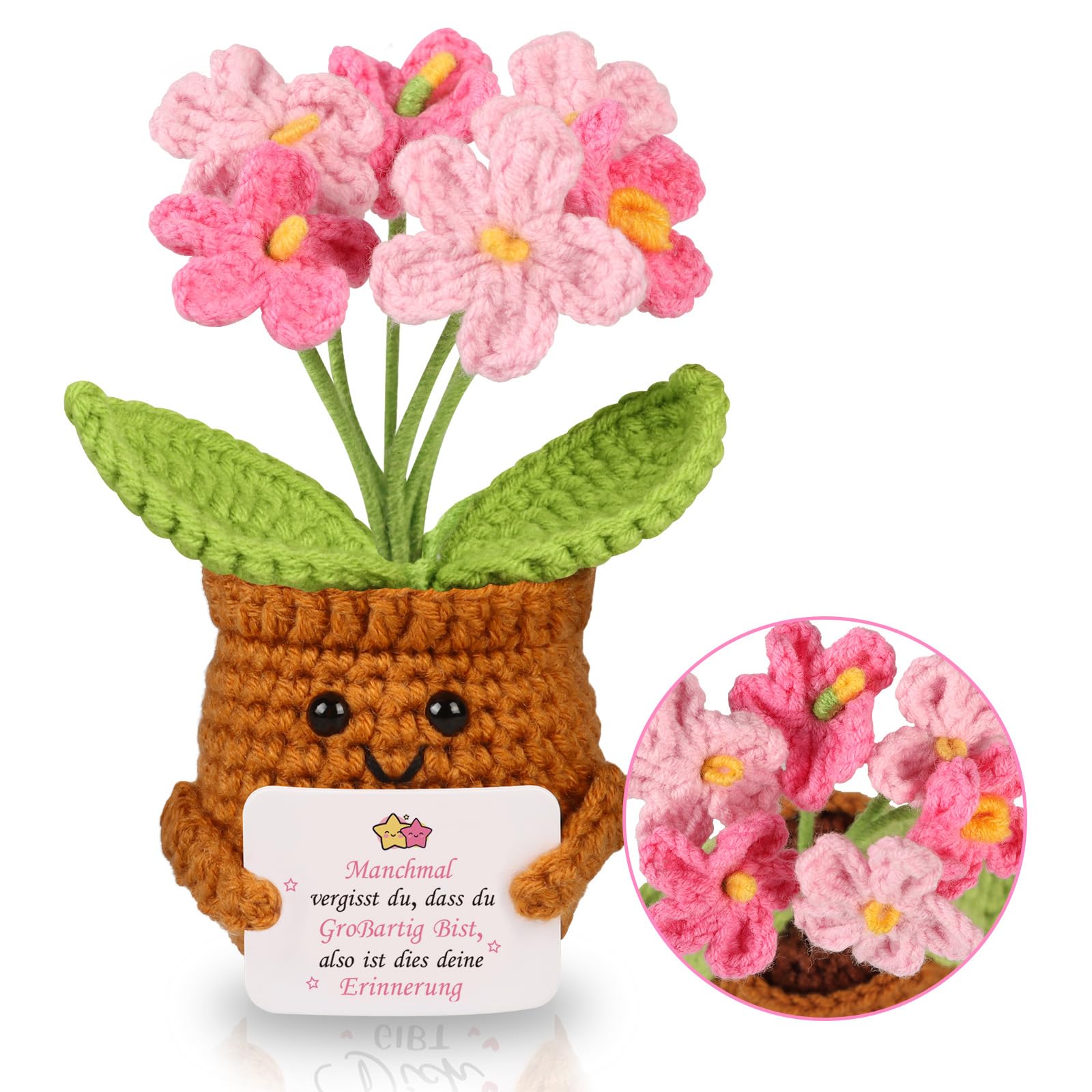 WenmthG Gestrickte Deutsch Glücksbringer Anti Stress Kleines Geschenk für Schwester Freundin Frauen Kollegen Freunde