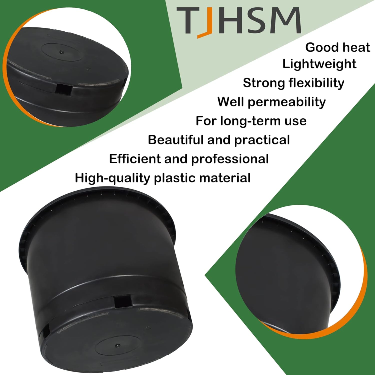 Garden Plastic Planter Nursery Pots - 10 Pcs 3.6 Gallon Round Black Nursery Pots for Indoor and Outdoor Plants with Drainage Hole