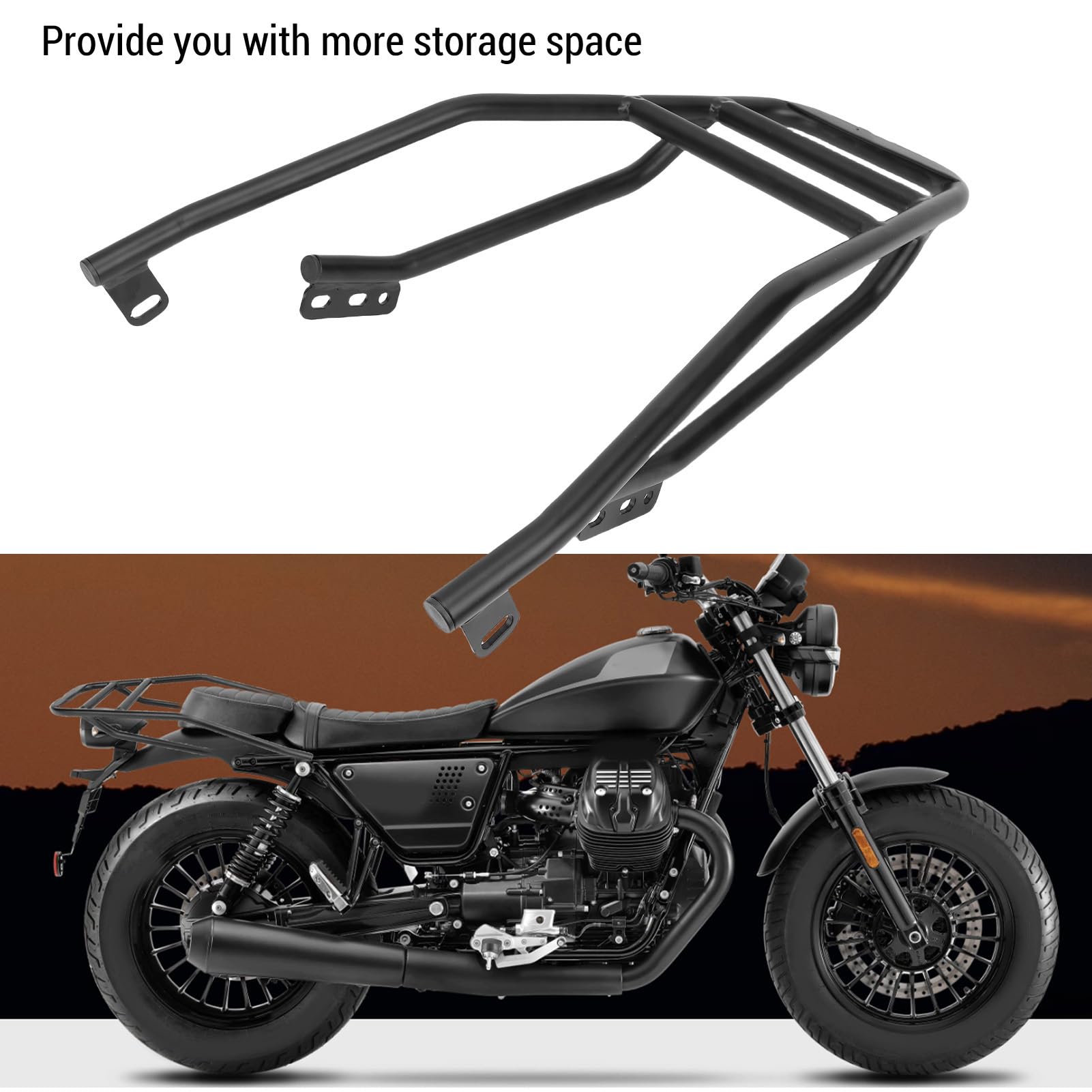 Ausla Wspornik Półki z lampą żelazną, Stojak na Nośnik Towarowy do V9 Bobber z bezpośrednią instalacją, Wzmocniony Wspornik, Doskonała sztywność, Rozszerzone Przechowywanie, Solidna Budowa,