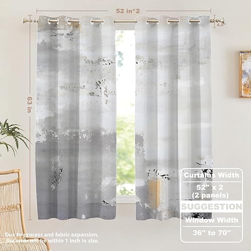 Miniatura 665 de Cenefas de cocina modernas con patrón de cobre marrón dorado para ventanas, cenefas opacas abstractas de marcas de arañazos y cortinas opacas