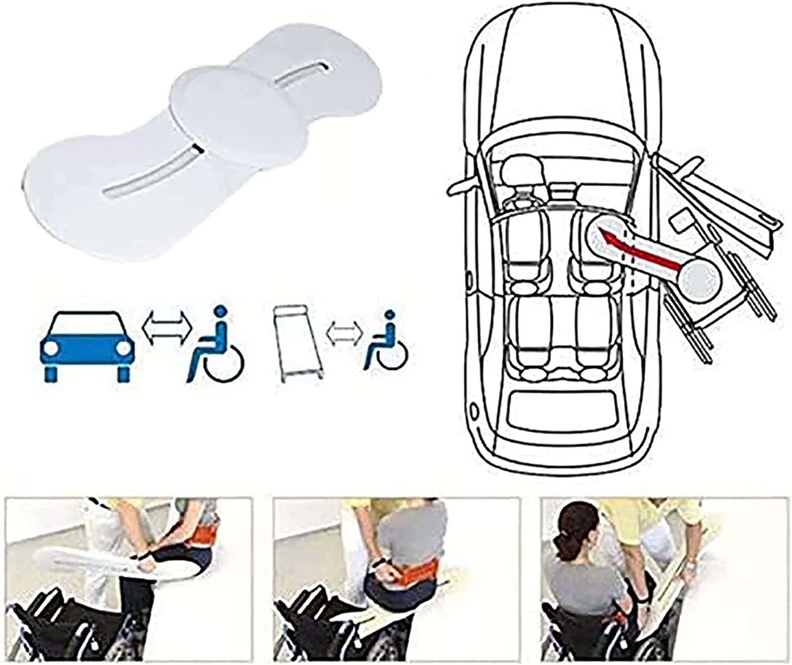 Tabla de transferencia deslizante curva, tabla de transferencia deslizante para sillas de ruedas, tabla deslizante de ayuda para transferencia de asiento giratorio: transferencia de pacientes disca