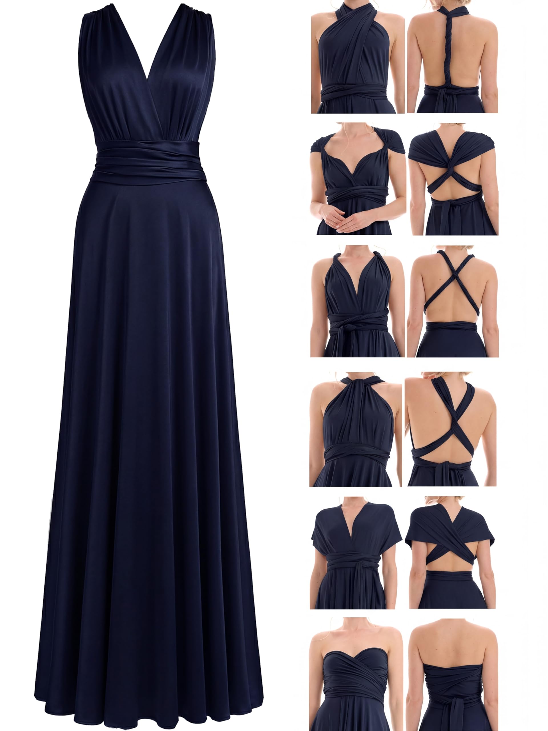 Juvell Vestido de Dama de Honor Largo Infinity Dress Maxi para Boda - 1000 | Vestido cruzado multiuso, elegante y festivo, para bodas, bailes de fin de curso y damas de honor