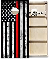 Vista 8 de CornholeAce ACE PRO - Juego de tablas para cornhole con bandera americana, sin rebote, patas anchas triples, madera contrachapada de abedul báltico