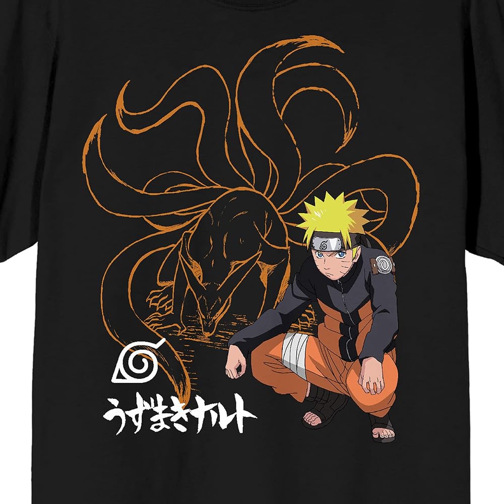 Amazon.com: Naruto Shippuden Nine Tails Line Art Crew Neck