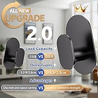 Vista 2 de Adhesive Towel Hooks - 4 Pack 26LB Extra Strong Heavy Duty Wall Hooks for Bathroom/Shower Door Hanging Coat, Robe, Towel, Dogs' Leads and Collars