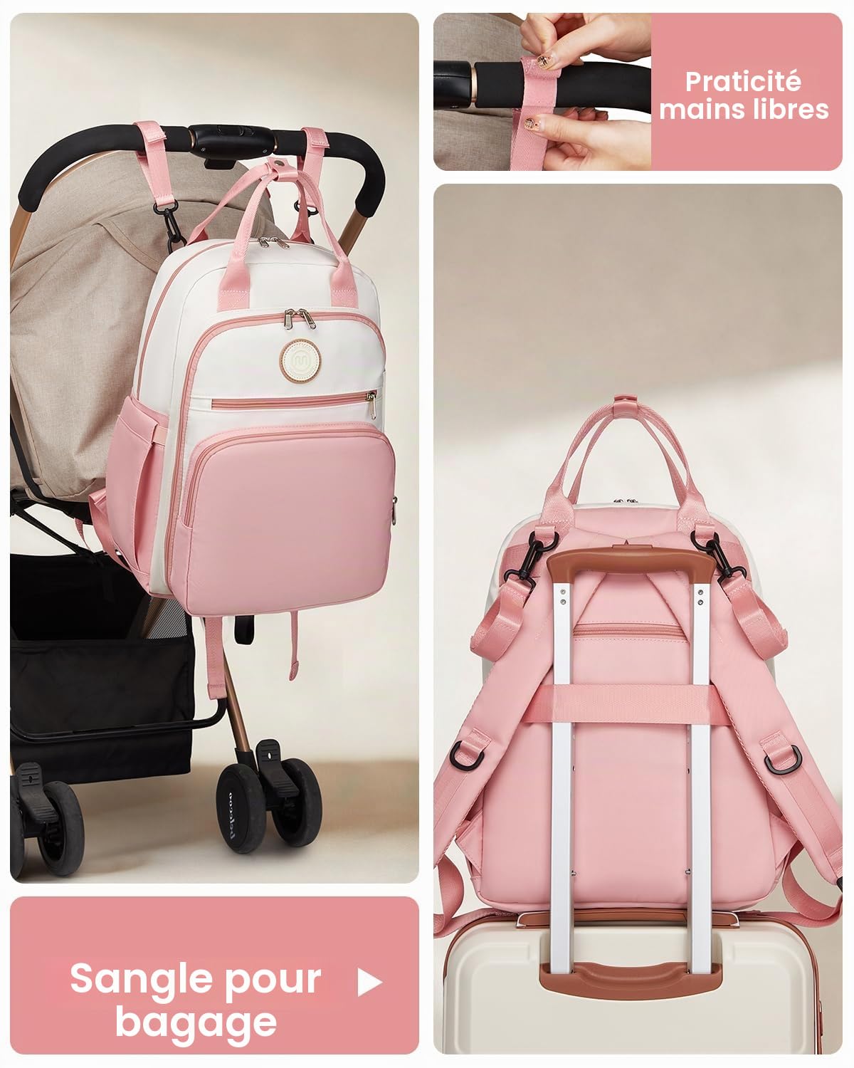 Miss Lulu Sac à Langer à Dos Unisexe Bébé Sac Maternité Tapis à Langer Multifonction avec Bandoulière pour Poussette, Grand Capacité 16 Poches Sacs de Voyage Nouveau-Né