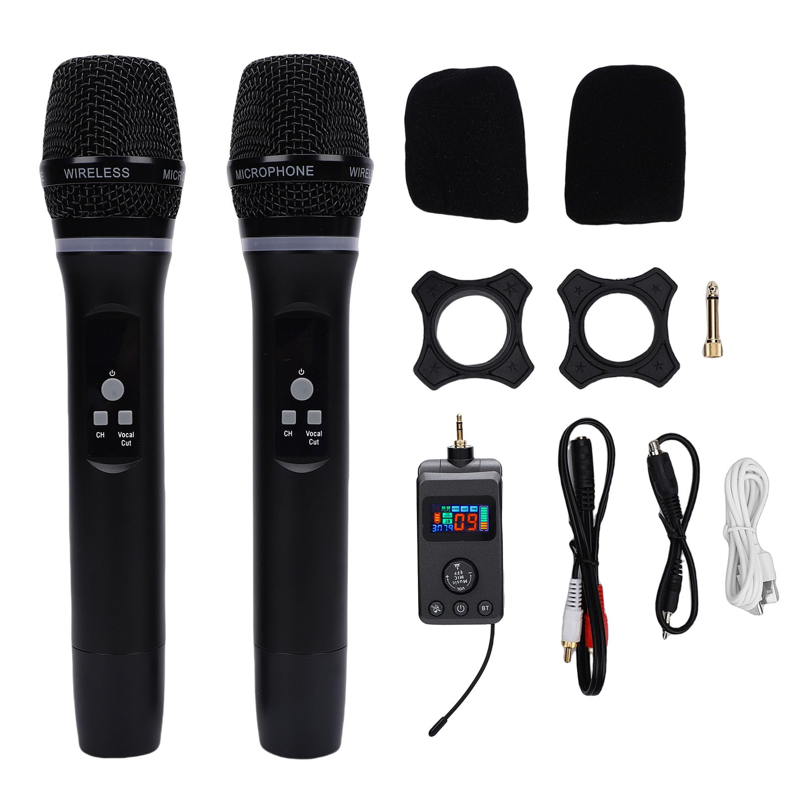 Drahtloses Bluetooth-Handmikrofonsystem |Rückkopplungsunterdrückung und Anti-Nachhall |Wiederaufladbare Karaoke-Mikrofone mit Empfänger für Unterhaltung