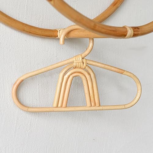 Miniatura 3 de Colgador para niños, diseño de arcoíris, luna, sol, bufanda de ratán, antideslizante, colgador de ropa, colgador de ropa para armario, colgador de