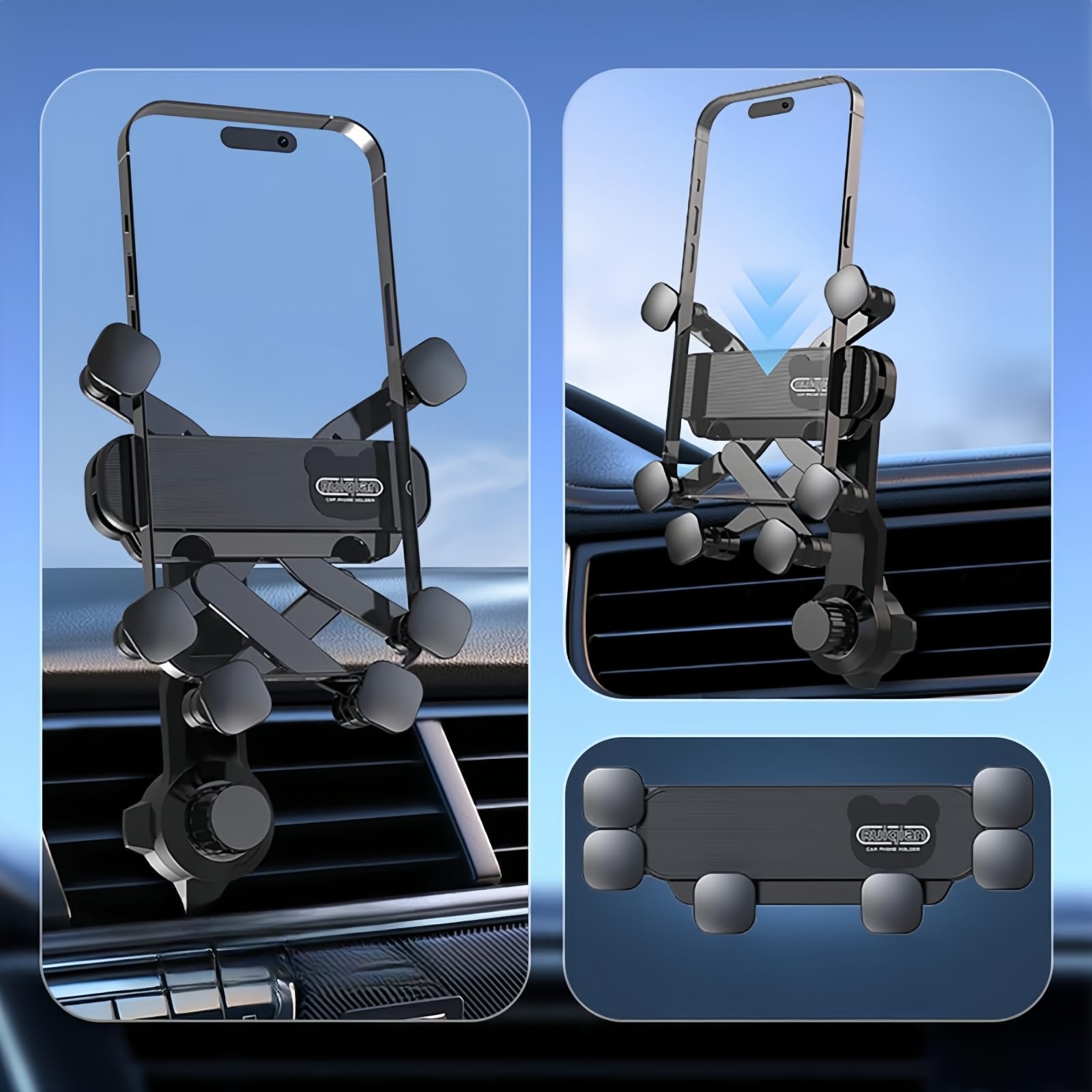 Car Phone Holder Mount 360° Phone Cradle Mount for Car Windshield Air Vent Universal Hands Free Automobile Cell Phone Holder for iPhone, Samsung, Google, Huawei, Nokia and More Smartphones