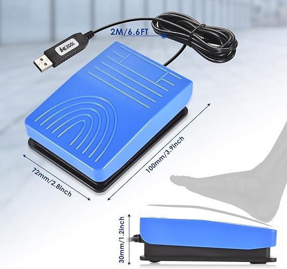 [Upgraded] iKKEGOL USB Foot Pedal Switch Video Game PC Hands Free Footswitch One Key Control Program Computer Mouse Keyboard HID with 2M Cable Blue