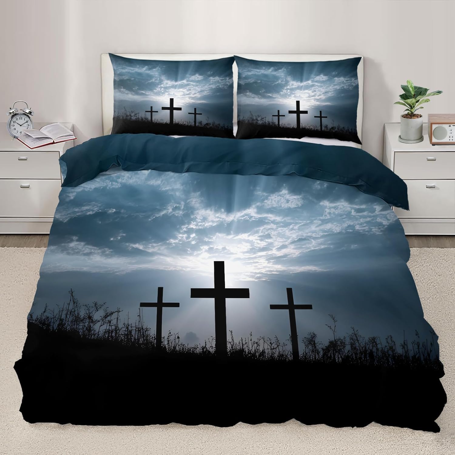 NDXRWDZR Single Bedding Set Baiyun Duvet Cover for Kids Soft Hypoallergenic Microfiber Duvet Cover with Zipper Closure, 1 Duvet Cover 135x200 cm + 2 Pillowcases 50x75 cm
