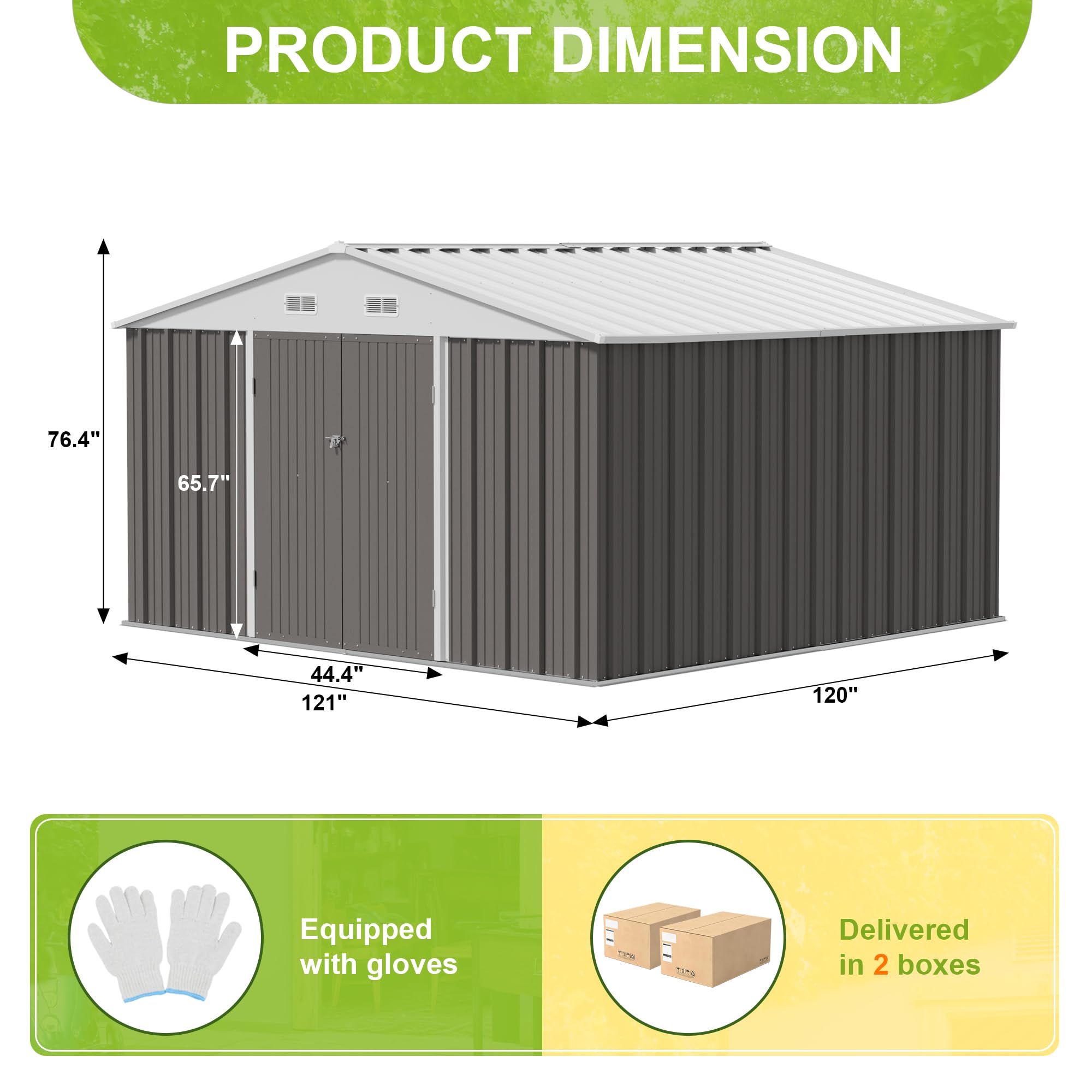 Amazon.com : JUMMICO 10 x 10 FT Outdoor Storage Shed, Large Metal