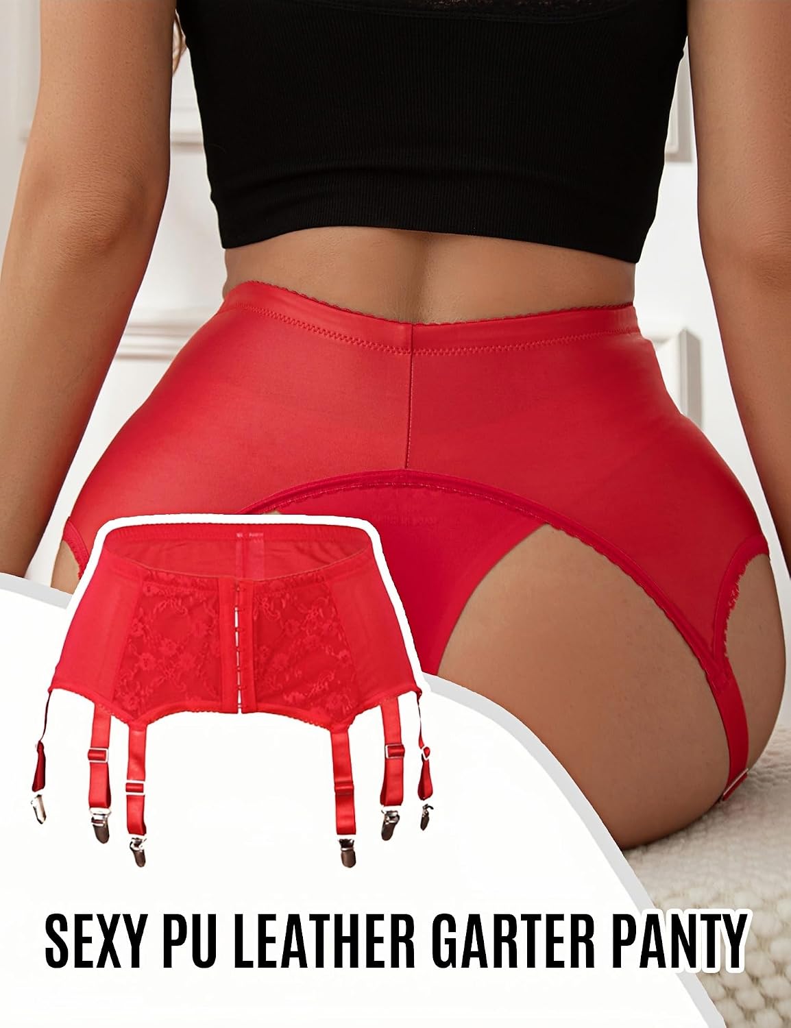 ohmydear Plus Size Vintage Lace Garter Belt with 6 Straps Metal Clip for Thigh High Stockings (Garter Belt Sold Only)