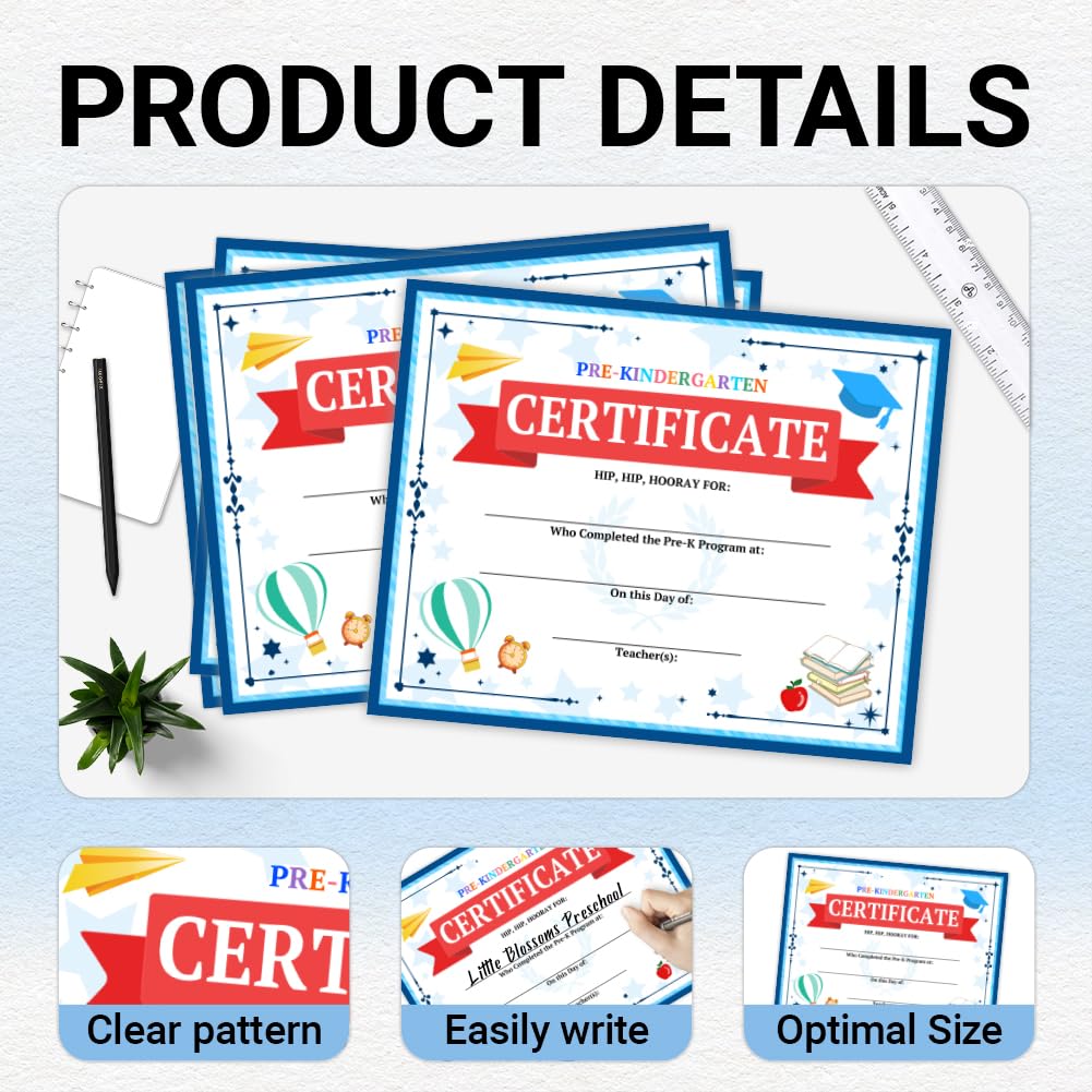Doodlream 30 Blue Color Pte-Kindergarten Graduation Certificates Award ...