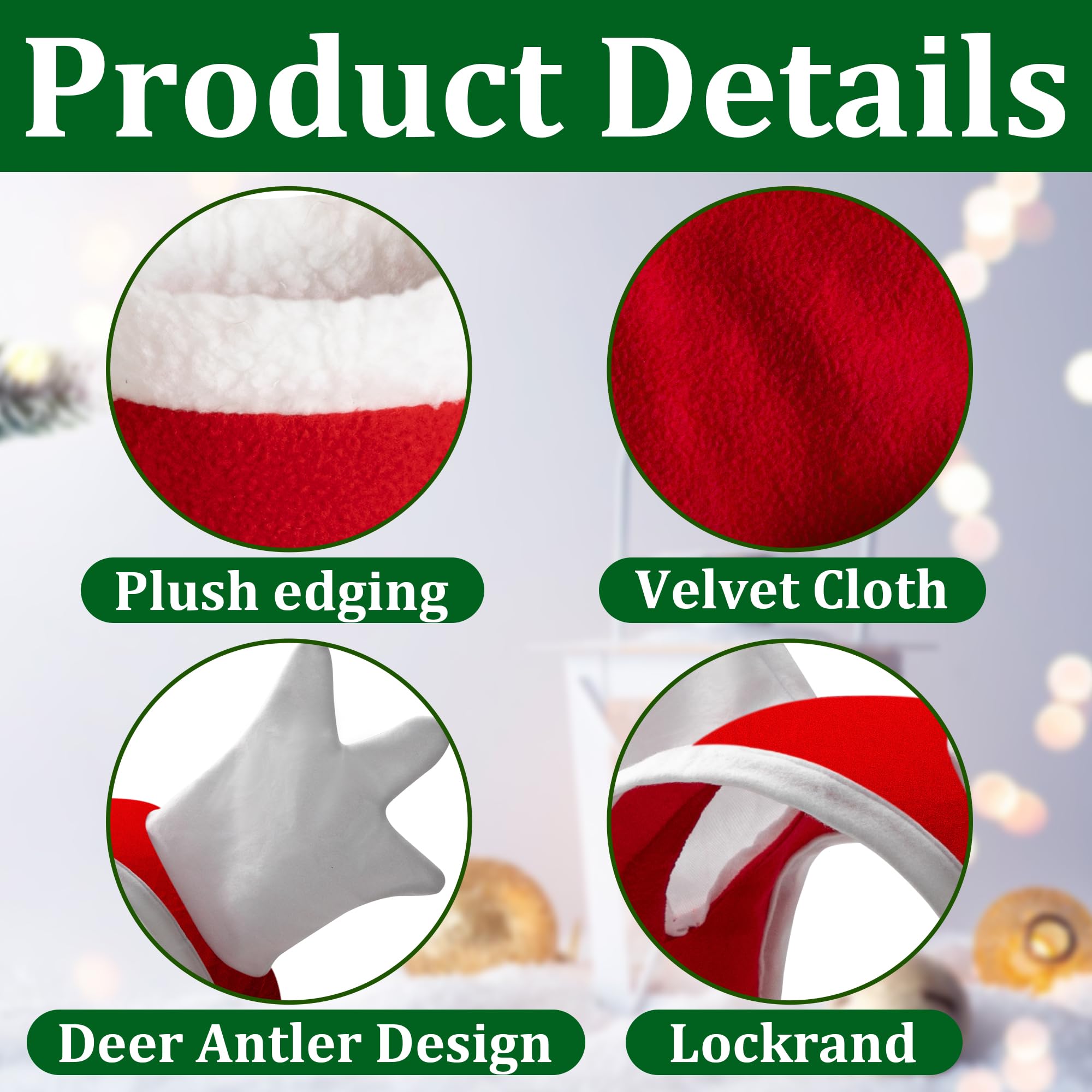 5 unidades/6 disfraces de Navidad de caballo, envoltura de terciopelo para piernas de caballo, sombrero de Snata, almohadilla de sillín para suministros de fiesta de vacaciones
