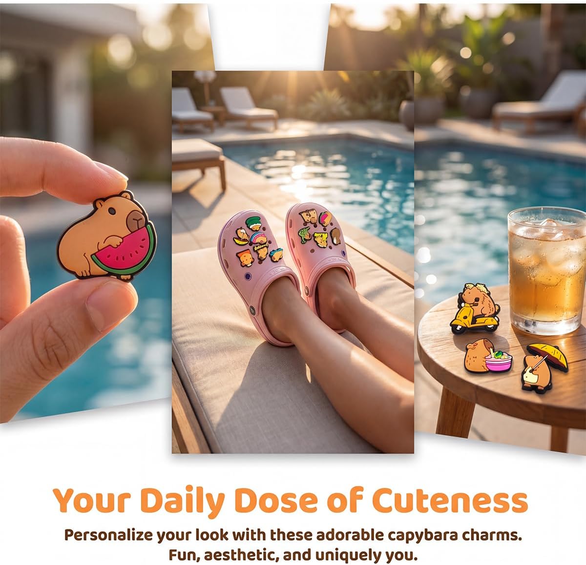 Cute Capybara Croc Charms 10Pcs, Kawaii Animal Shoe Charms Set, Aesthetic Shoe Decorations for Clogs, Fun Accessories for Girls Teens Women