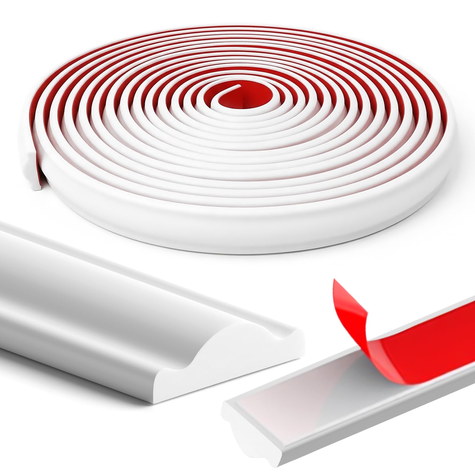 XLTBOMS 7m x 27mm Peel and Stick Wall Moulding Trim, White Self-Adhesive 3D Chair Rail Panel Molding Finish Trim, Flexible Dado Rail for Home DIY Decoration, Wall Paneling Protection, Cabinet Border