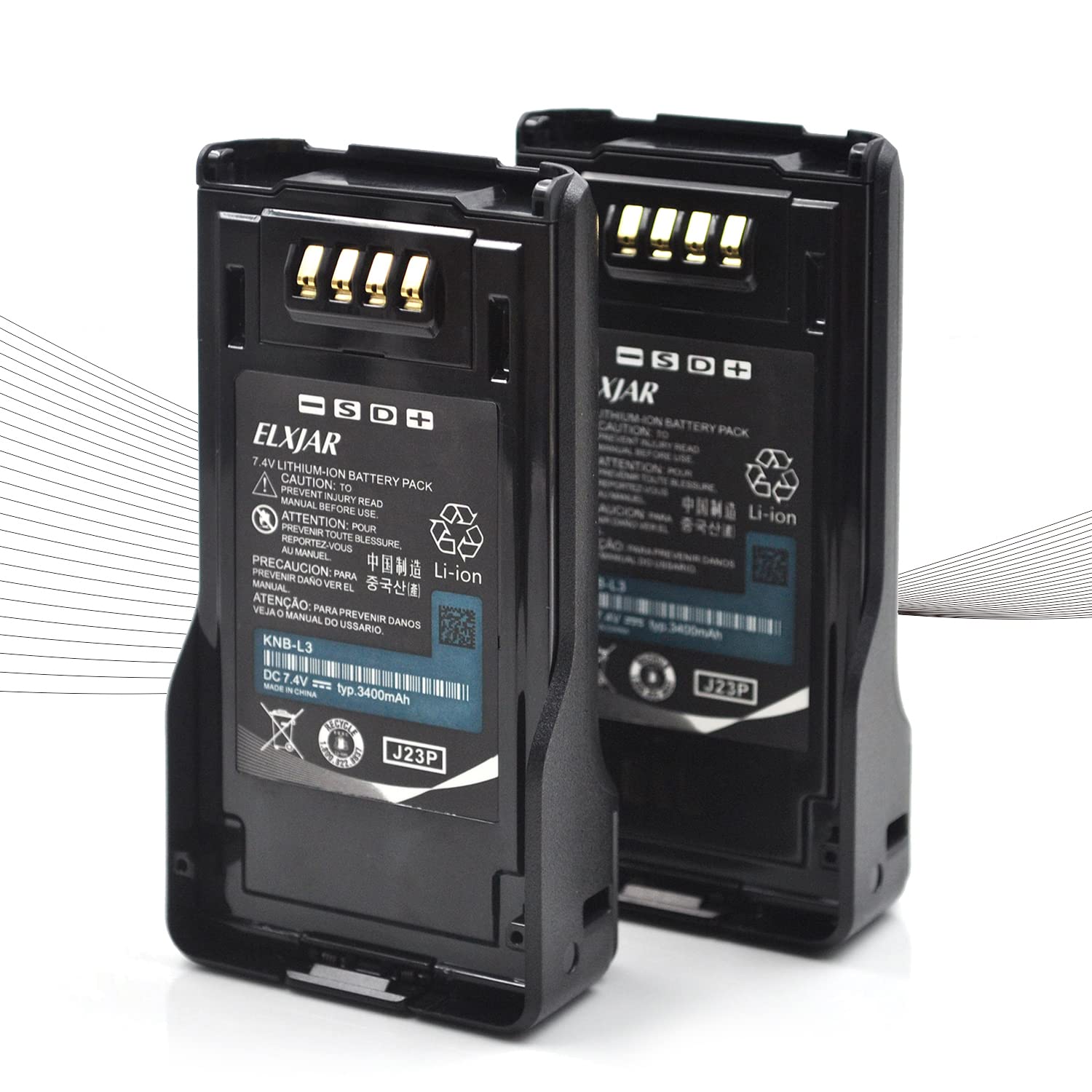 ROWSHEP (2-Pack) 7.4V 3400mAh KNB-L3 Li-ion Battery Replacement for Kenwood TK-5230 TK-5330 TK-5430 NX-5000 NX-5200 NX-5300 NX-5400 VP5230 VP5330 Potable Radio KNB-L2 KNB-L1